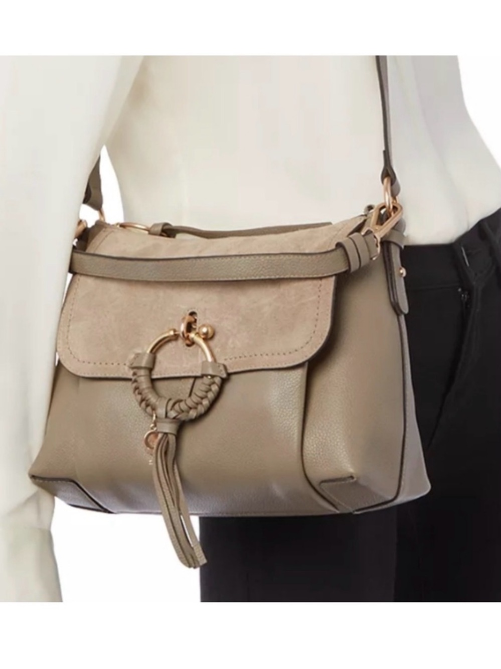 See By Chloe Red Leather Shoulder Bag with Braided Ring
